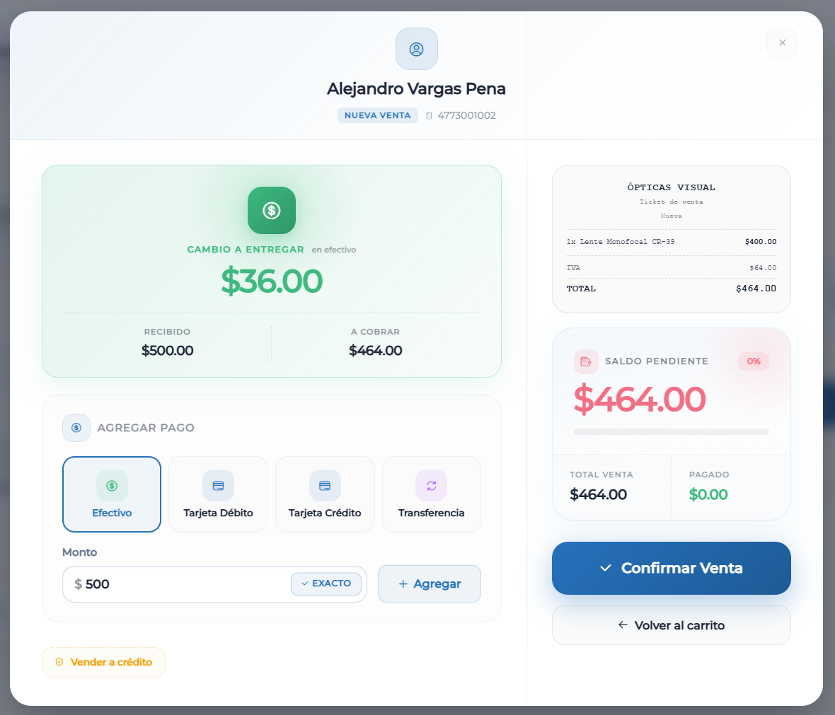 Vende con la receta ya cargada